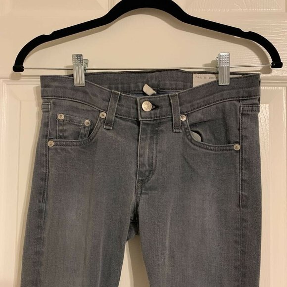 Rag & Bone Womens Skinny Jeans Gray Charcoal Wash Low Rise Pockets Denim 25 - Picture 3 of 11